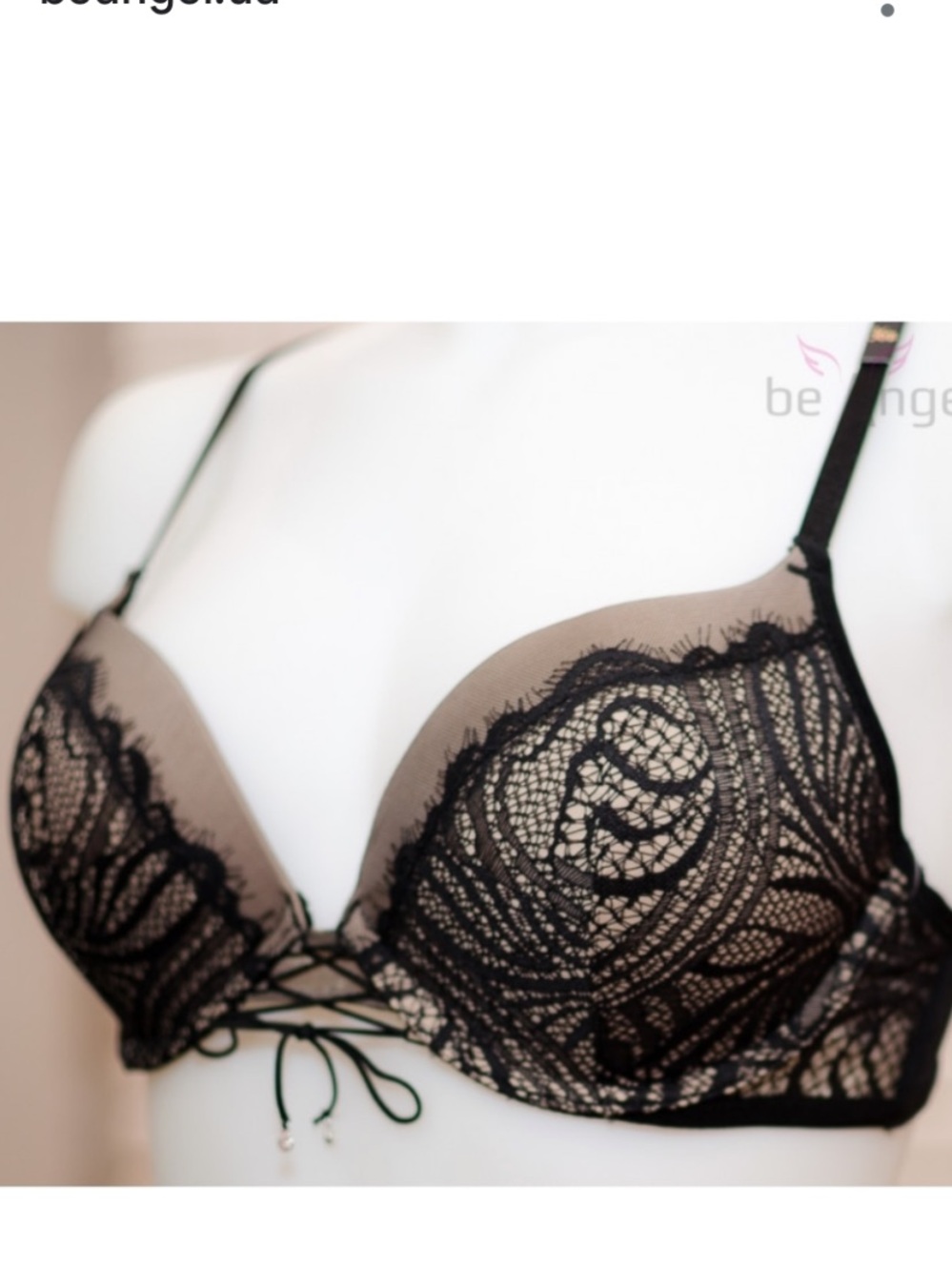 Victoria's Secret Black Lace Bra with Nude Cups